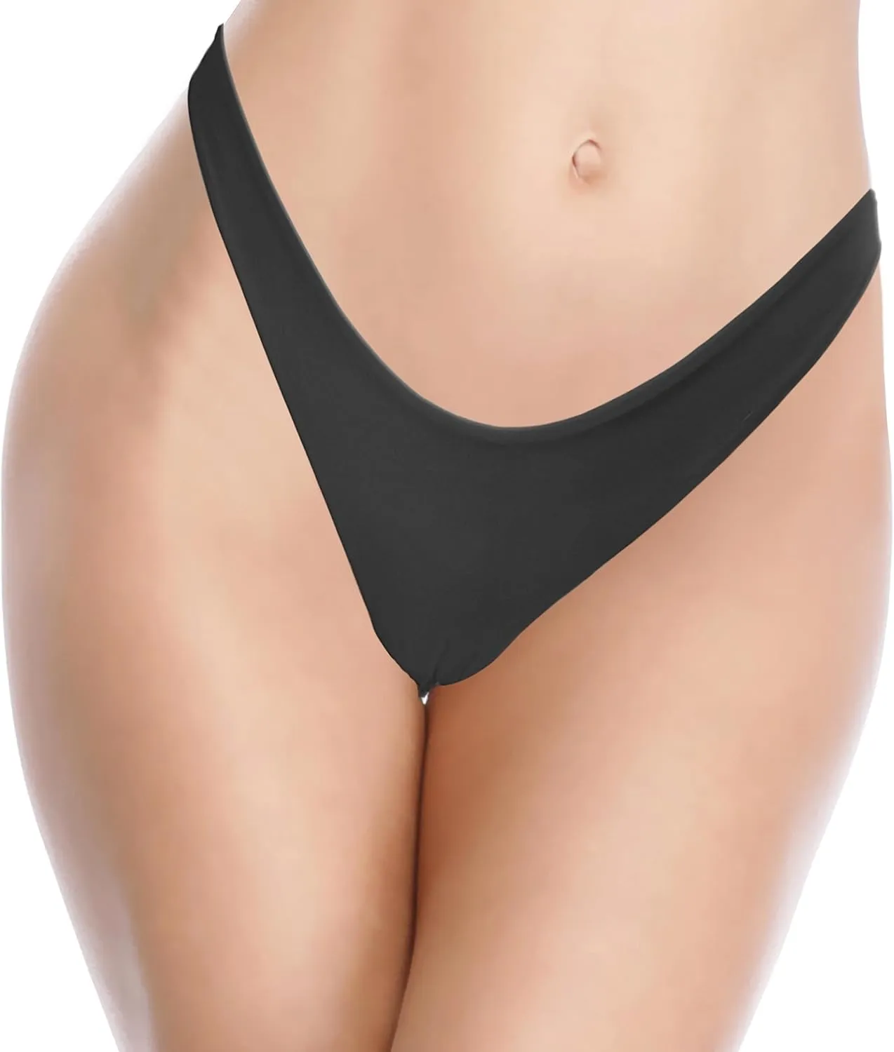 SHEKINI Women's U Cut Bikini Bottom High Cut Leg Brazilian Swim Bottom Low Rise Bottom
