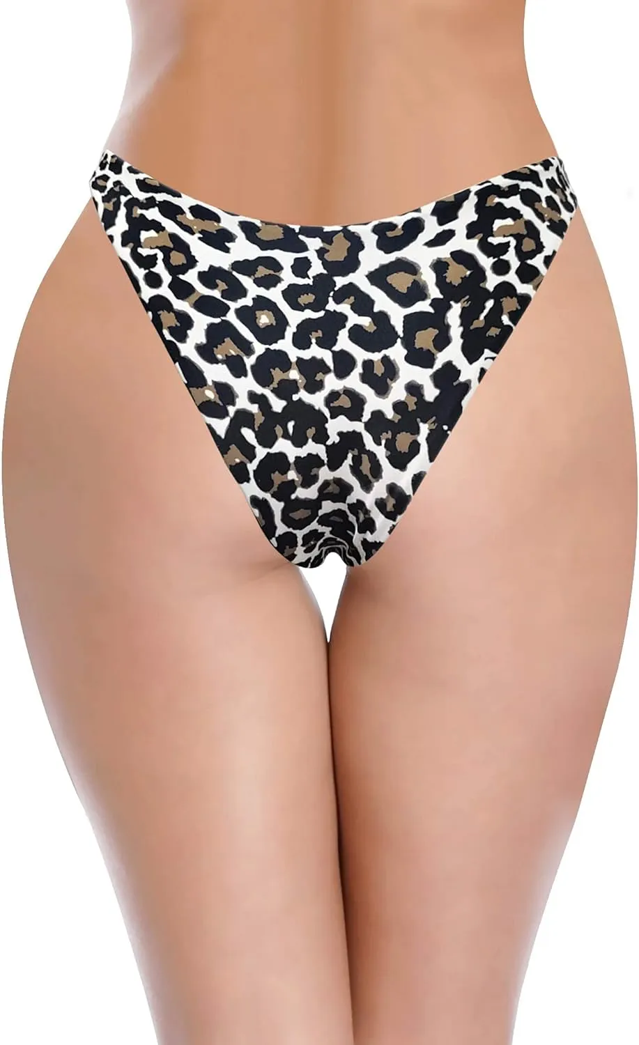 SHEKINI Women's U Cut Bikini Bottom High Cut Leg Brazilian Swim Bottom Low Rise Bottom