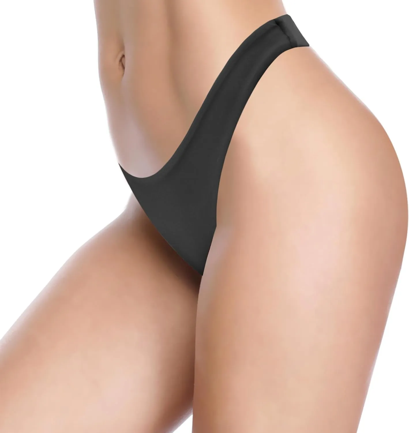 SHEKINI Women's U Cut Bikini Bottom High Cut Leg Brazilian Swim Bottom Low Rise Bottom