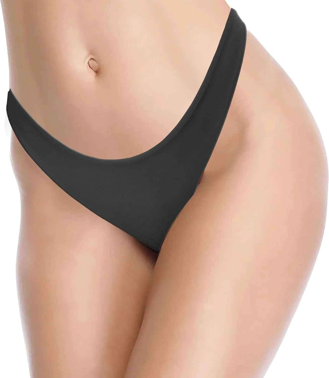 SHEKINI Women's U Cut Bikini Bottom High Cut Leg Brazilian Swim Bottom Low Rise Bottom