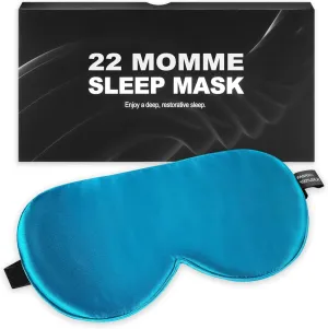 Silk Sleep Mask 100% 22 Momme Mulberry, Sleep Eye Mask for Women Men, Blackout Blindfold with Adjustable Strap, Side Sleeper Eye Cover, Soft Eyeshade Filled with Premium Mulberry Silk (Peacock Blue)