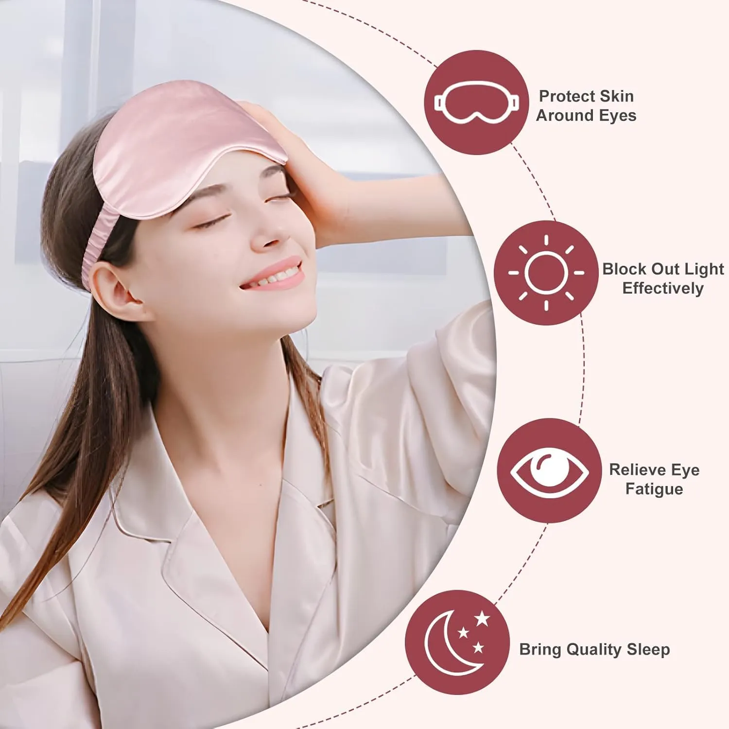 Silk Sleep Mask Eye Mask Blindfold with Double Layer Silk Filling and Elastic Strap for Full Night's Sleep, Travel and Nap, Soft Eye Cover Eyeshade with Luxury Bag and Ear Plugs by OLESILK (Pink)