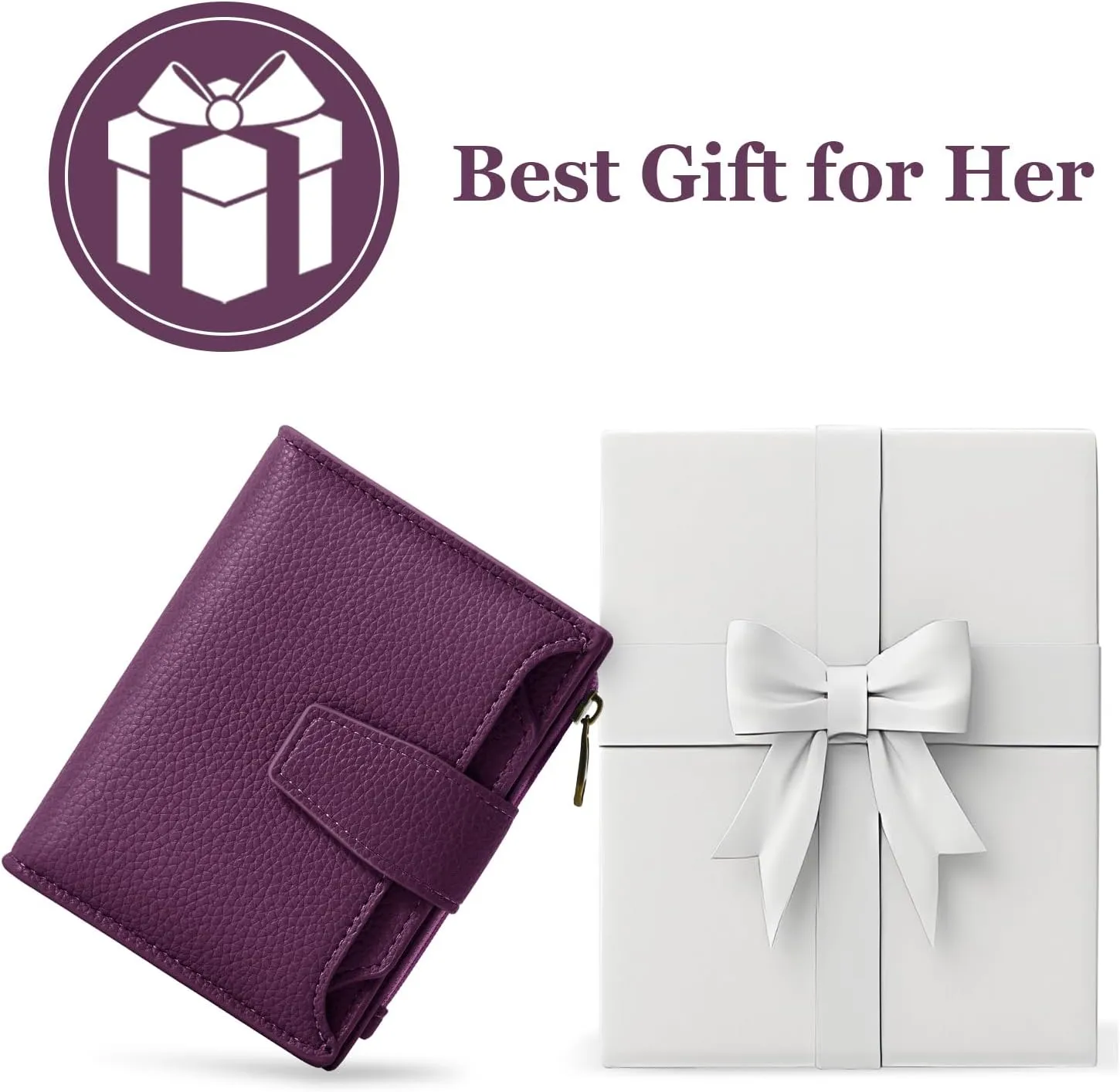 Small Wallet Women RFID Blocking Soft Leather Bifold Compact Card Holder Wallet for Women with Zipper Coin Pocket 4 ID Window