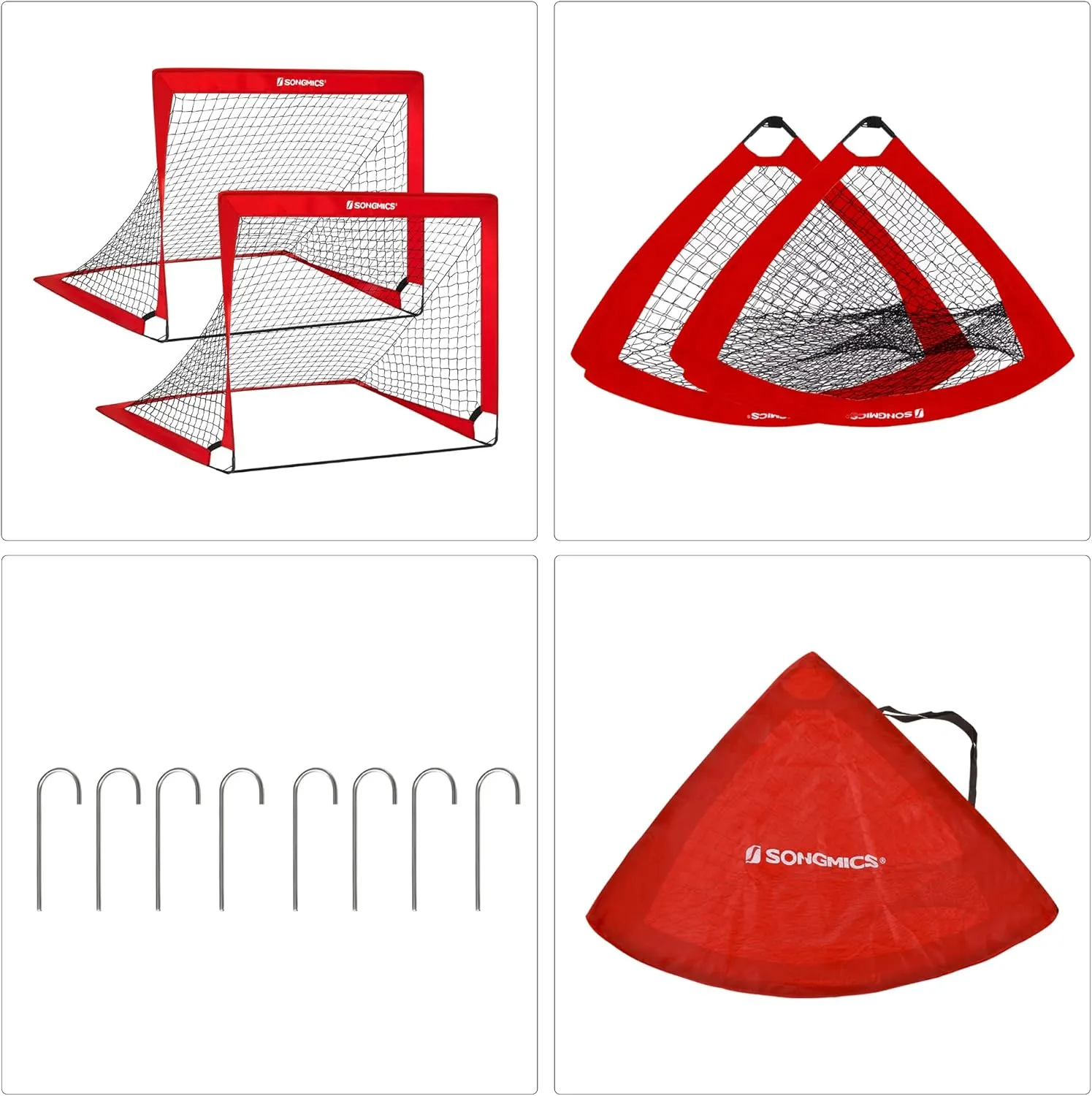 SONGMICS Kids Soccer Goals for Backyard, 4x3 ft Portable Soccer Nets Training Equipment, Toddler Soccer Goal with Carrying Bag, for Field