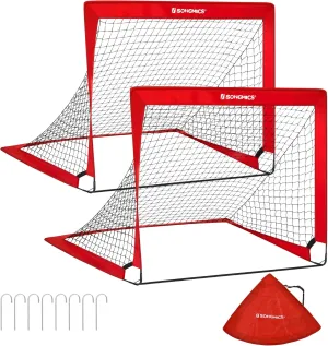 SONGMICS Kids Soccer Goals for Backyard, 4x3 ft Portable Soccer Nets Training Equipment, Toddler Soccer Goal with Carrying Bag, for Field