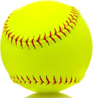 Sports Practice Fastpitch Softballs, Yellow Softballs Training Ball Unmarked & Leather Covered for Games, Practice and Training