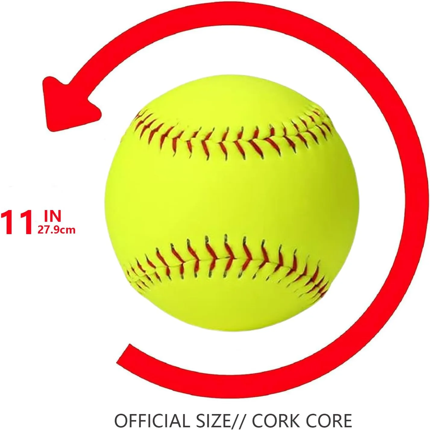 Sports Practice Fastpitch Softballs, Yellow Softballs Training Ball Unmarked & Leather Covered for Games, Practice and Training