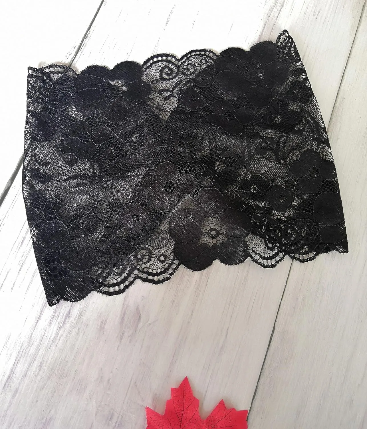 Stretch Headbands for Women Lace Headcovering for Women Lace Headwrap (Floral-Black)