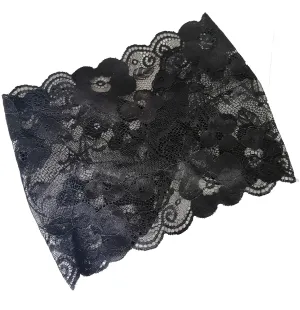 Stretch Headbands for Women Lace Headcovering for Women Lace Headwrap (Floral-Black)