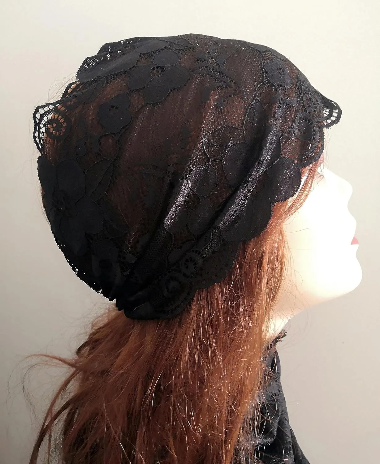 Stretch Headbands for Women Lace Headcovering for Women Lace Headwrap (Floral-Black)