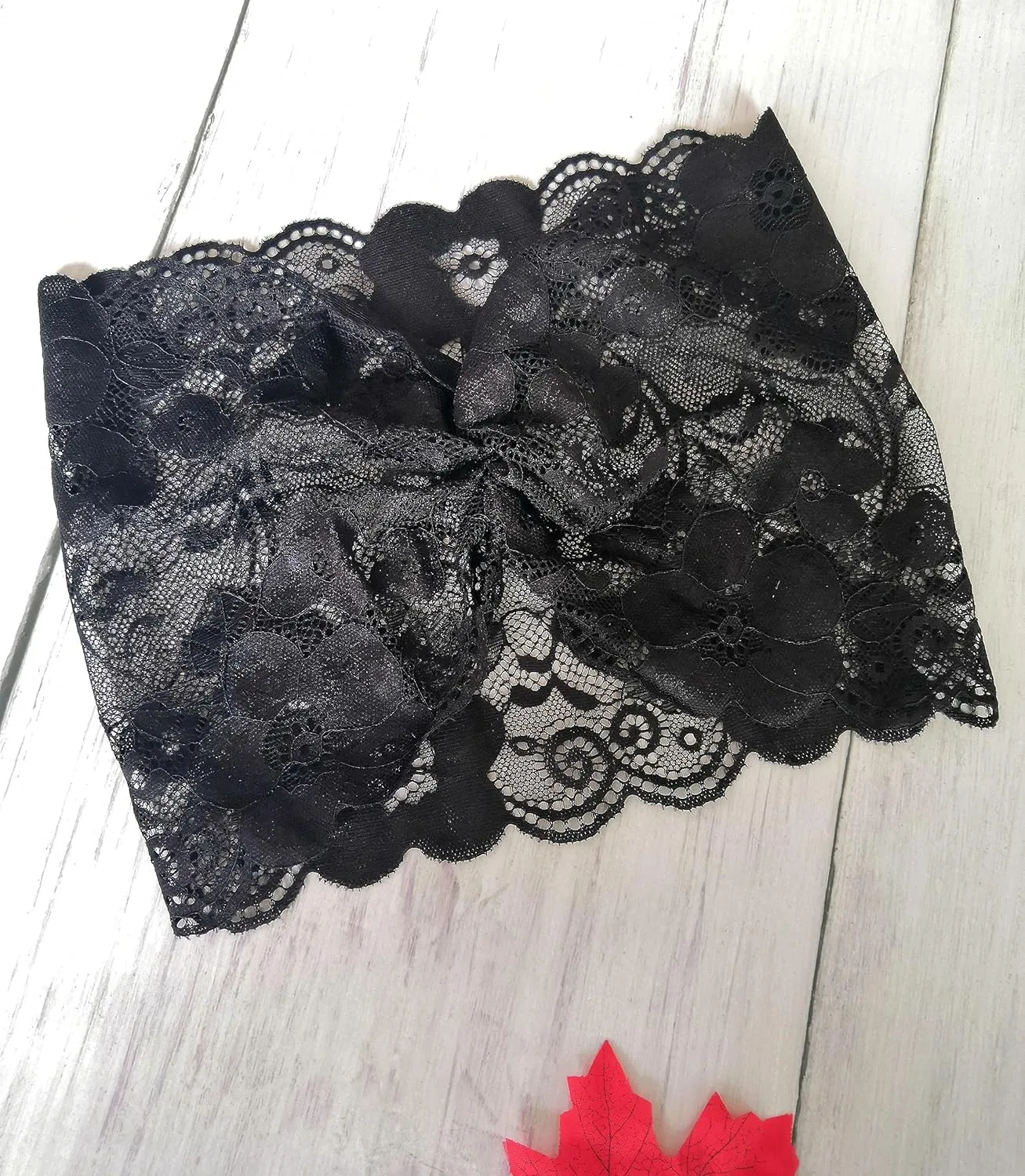 Stretch Headbands for Women Lace Headcovering for Women Lace Headwrap (Floral-Black)