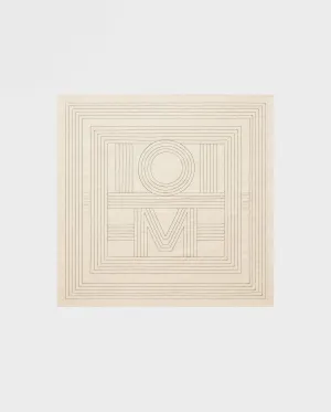 STRIPED EMBROIDERED MONOGRAM SILK SCARF / CREME