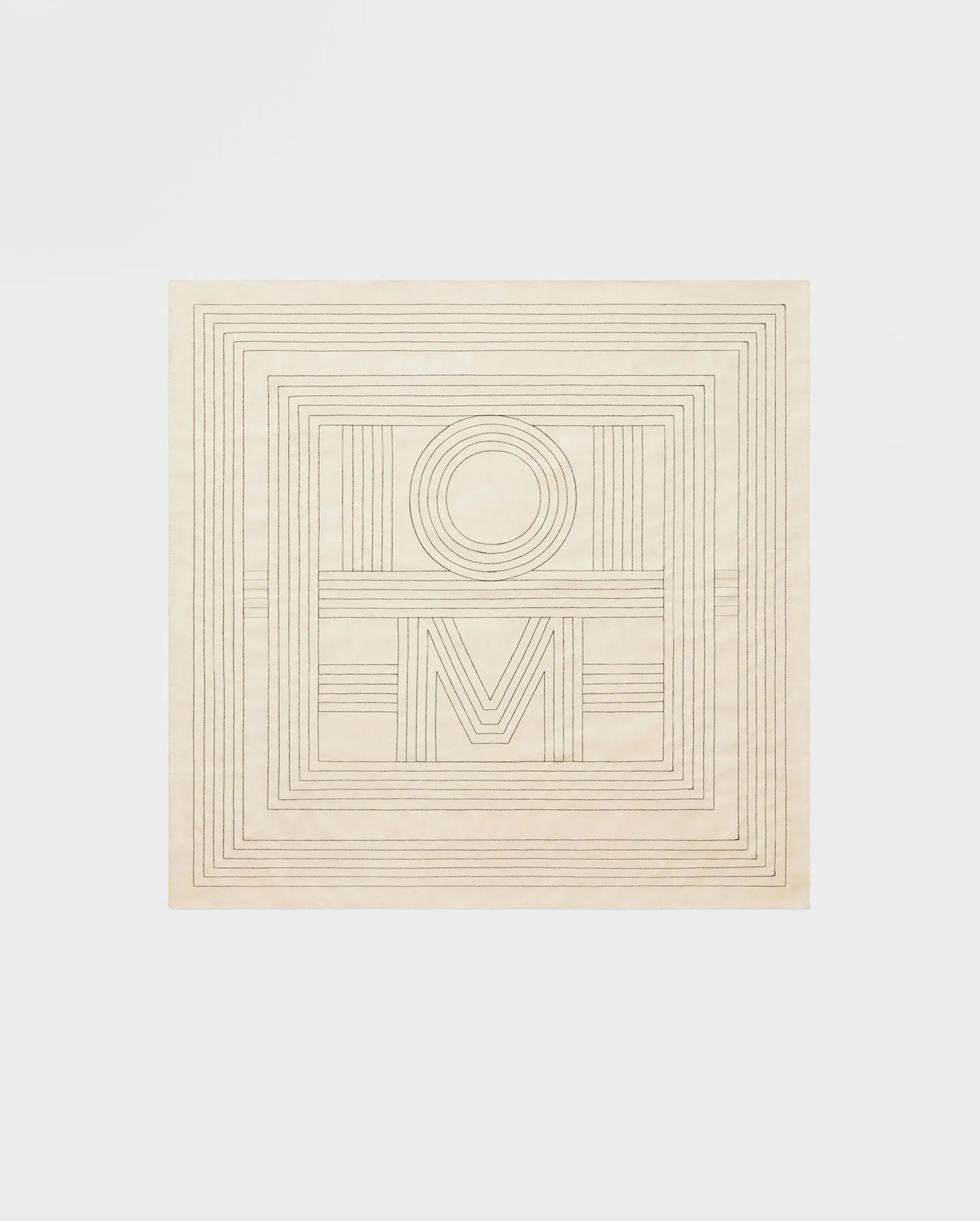 STRIPED EMBROIDERED MONOGRAM SILK SCARF / CREME