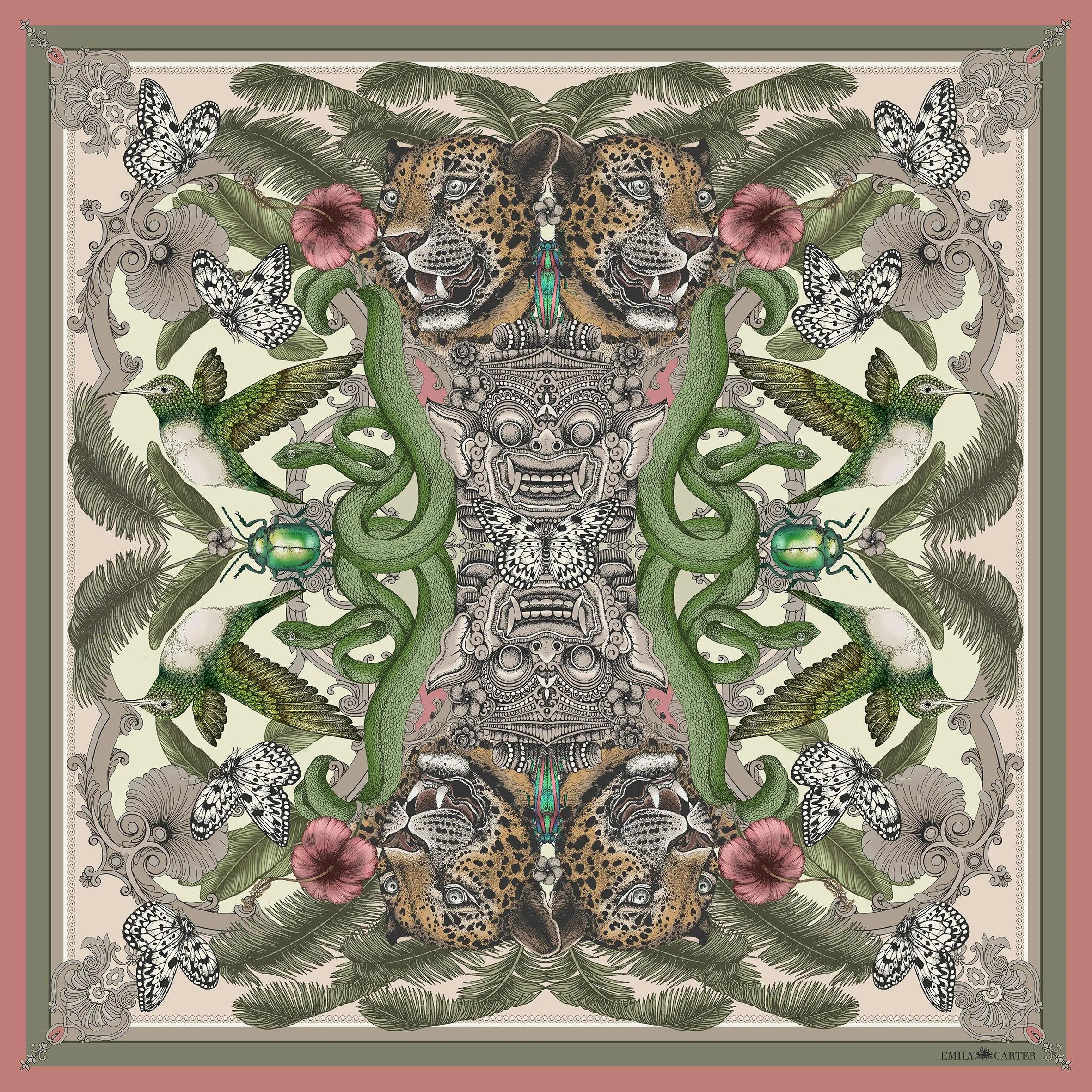 The Balinese Jungle Silk Scarf | 130x130cm