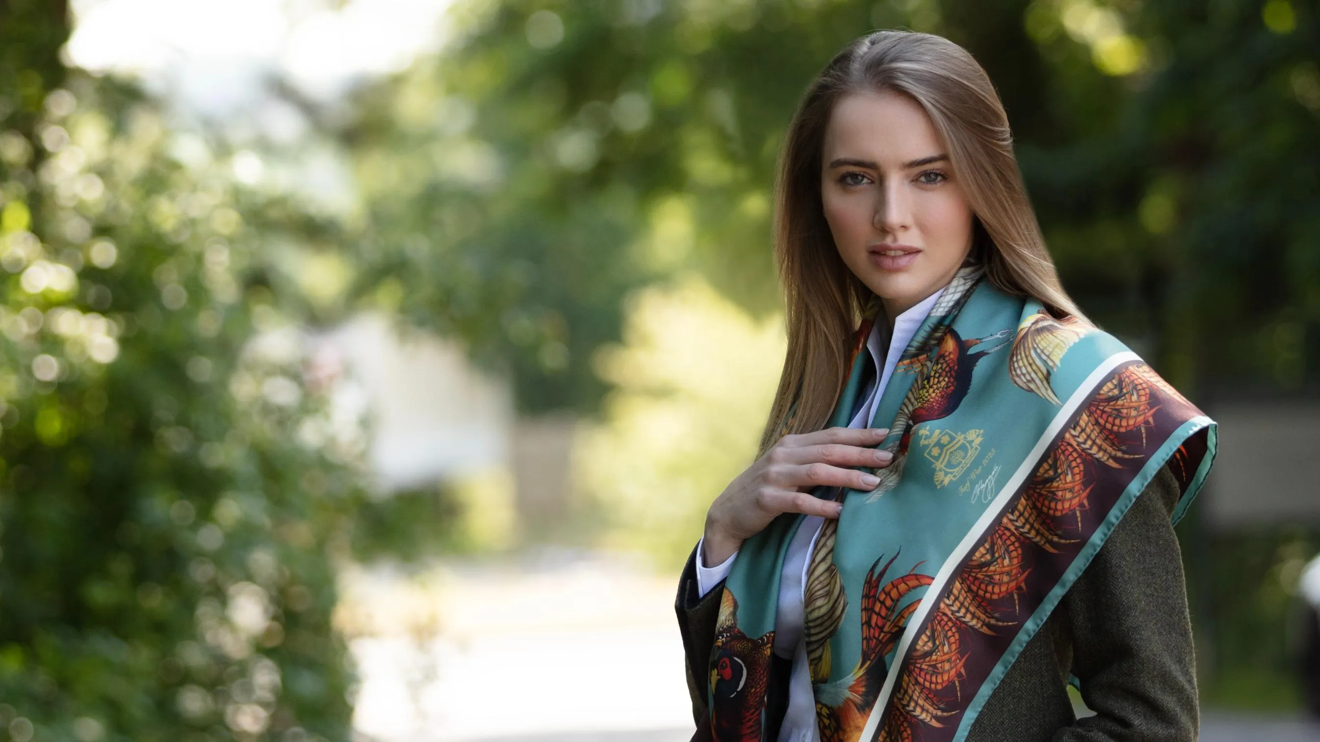 Turf War Duck Egg Large Square Silk Scarf