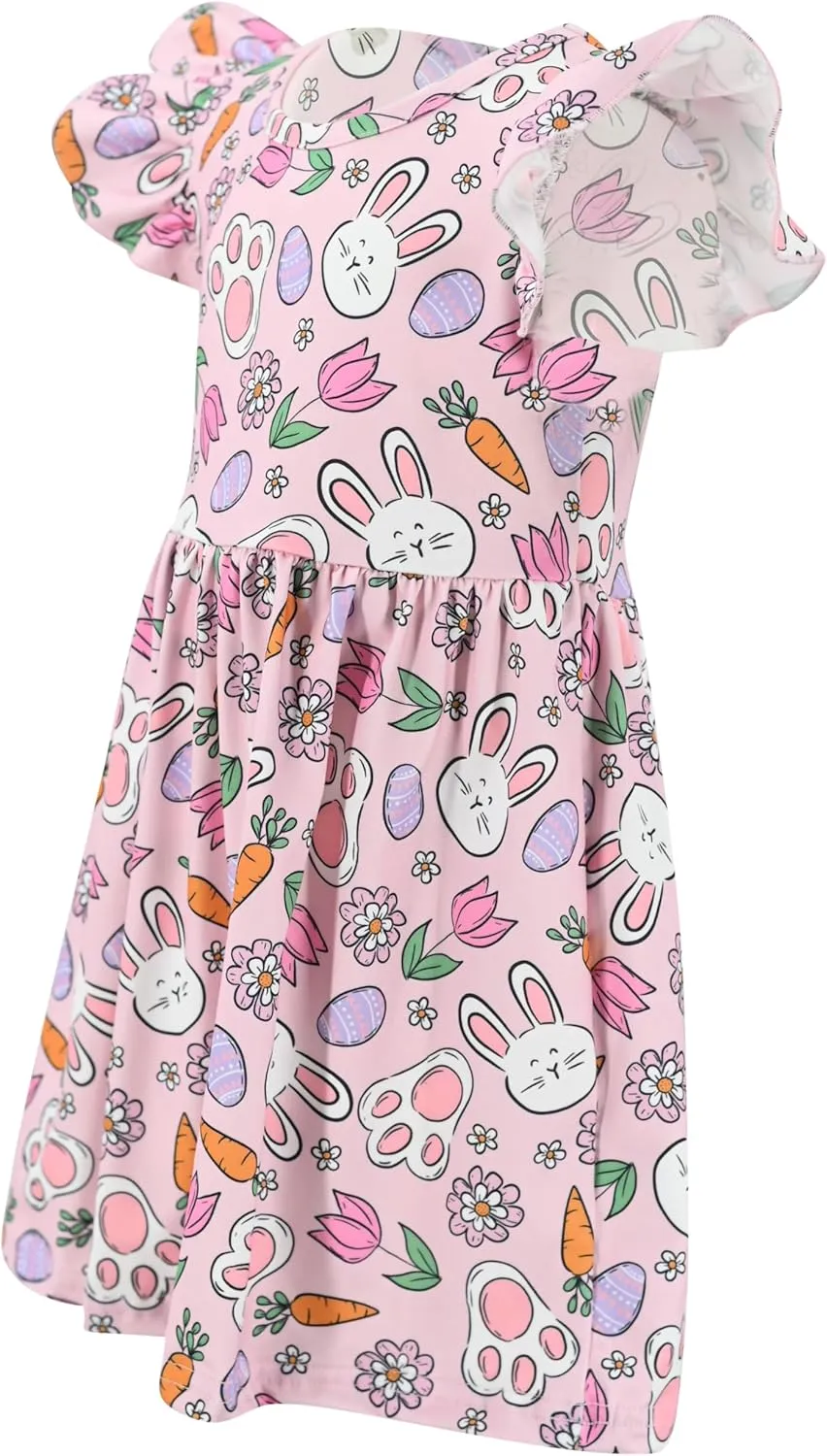 Unique Baby Girls' Short Sleeve Everyday Printed Dresses for Kid and Toddler, Sizes 2T-12Y