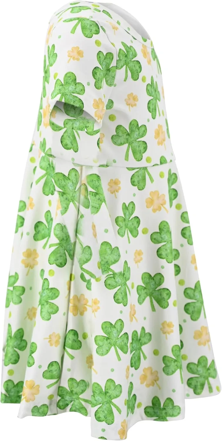 Unique Baby Girls' Short Sleeve Everyday Printed Dresses for Kid and Toddler, Sizes 2T-12Y