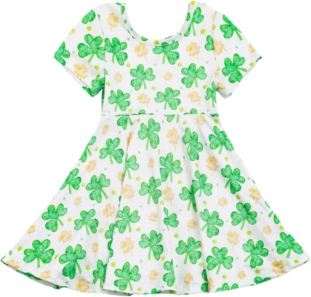 Unique Baby Girls' Short Sleeve Everyday Printed Dresses for Kid and Toddler, Sizes 2T-12Y