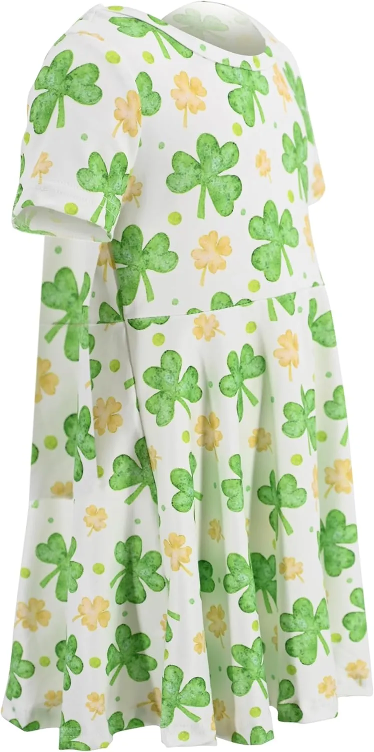 Unique Baby Girls' Short Sleeve Everyday Printed Dresses for Kid and Toddler, Sizes 2T-12Y