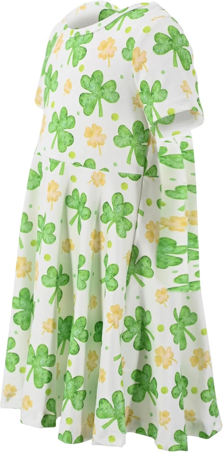 Unique Baby Girls' Short Sleeve Everyday Printed Dresses for Kid and Toddler, Sizes 2T-12Y