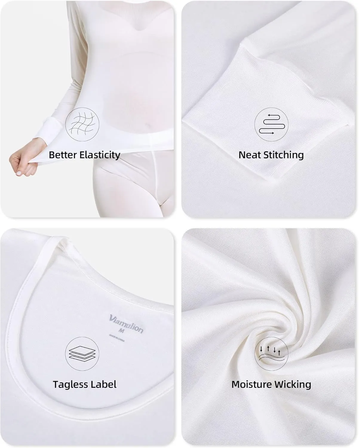 Viamulion Womens 100% Silk Thermal Underwear Pants Premium Lined Base Layer Bottom