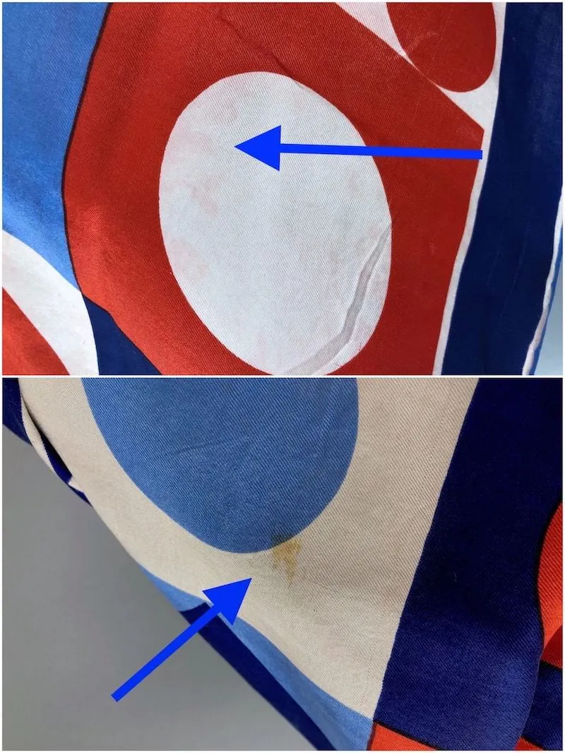 Vintage Vera Silk Scarf / Red White Blue Geometric Print