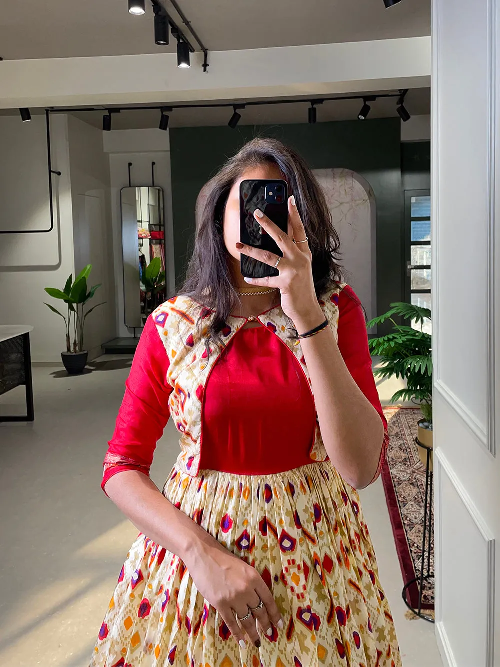 White Color Patola Paithani Printed And Foil Printed Dola Silk Dress