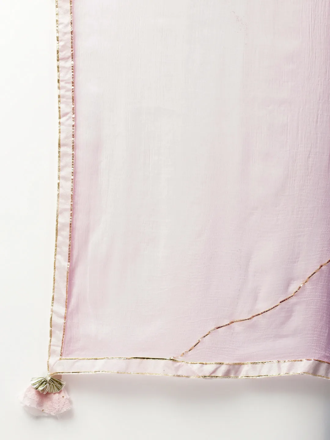 Women Pure Chicken Krai Georgette Powder Pink Kurta Palazoo Set With Dupatta