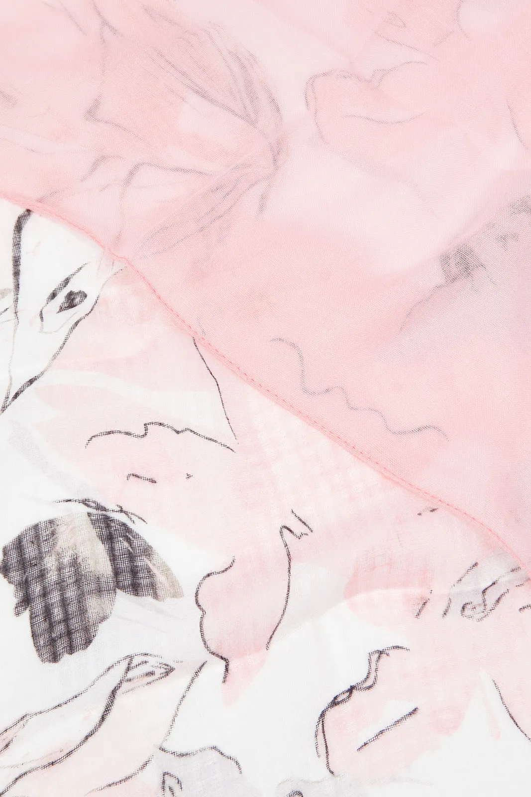 Women White And Pink Printed Scarf Set (Pack of 2)