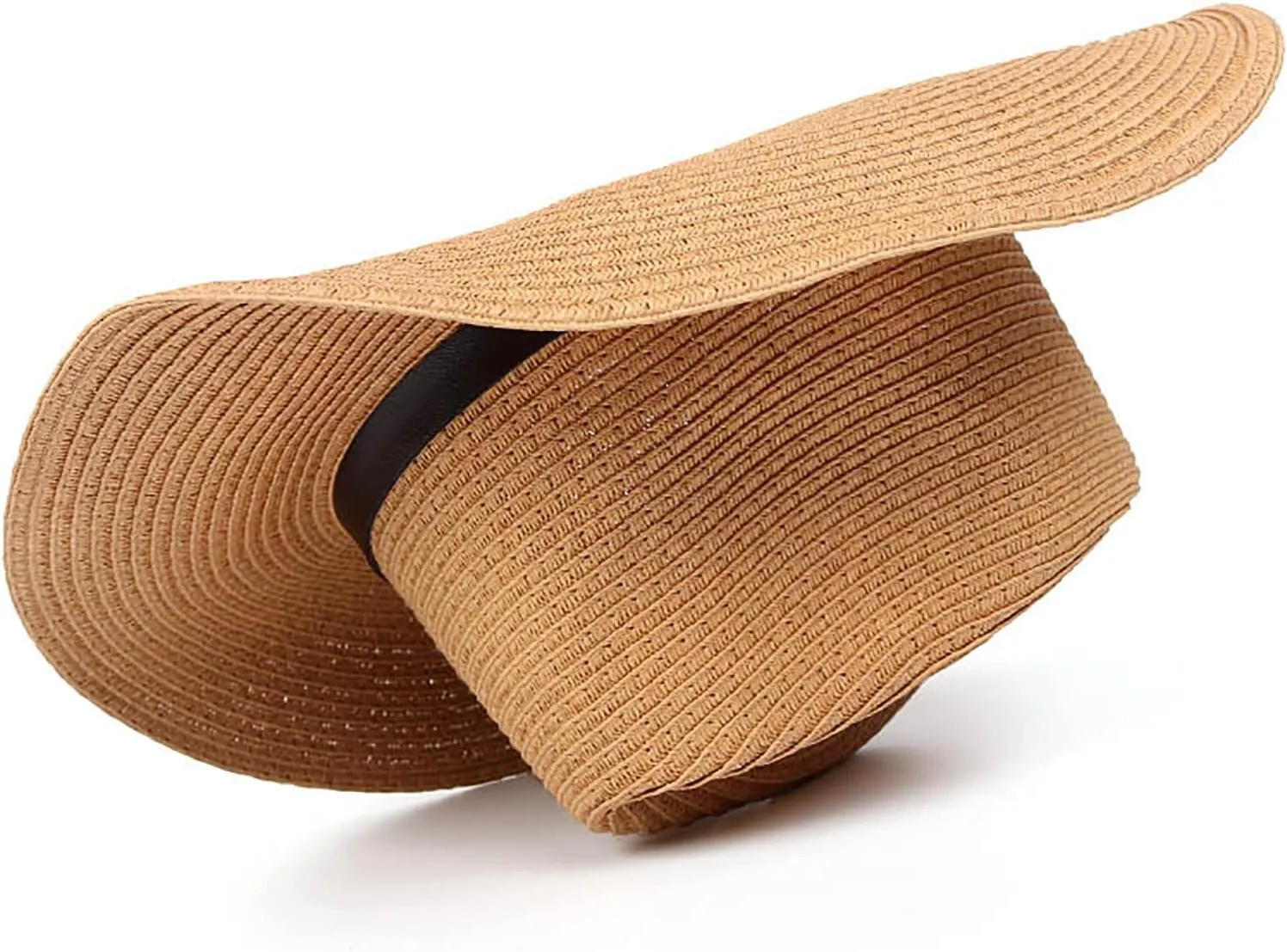 Womens Straw Cowboy Hat, Summer-Beach-Panama Shapeable Floppy Sun-Hat Men & Women Wide Brim Fedora
