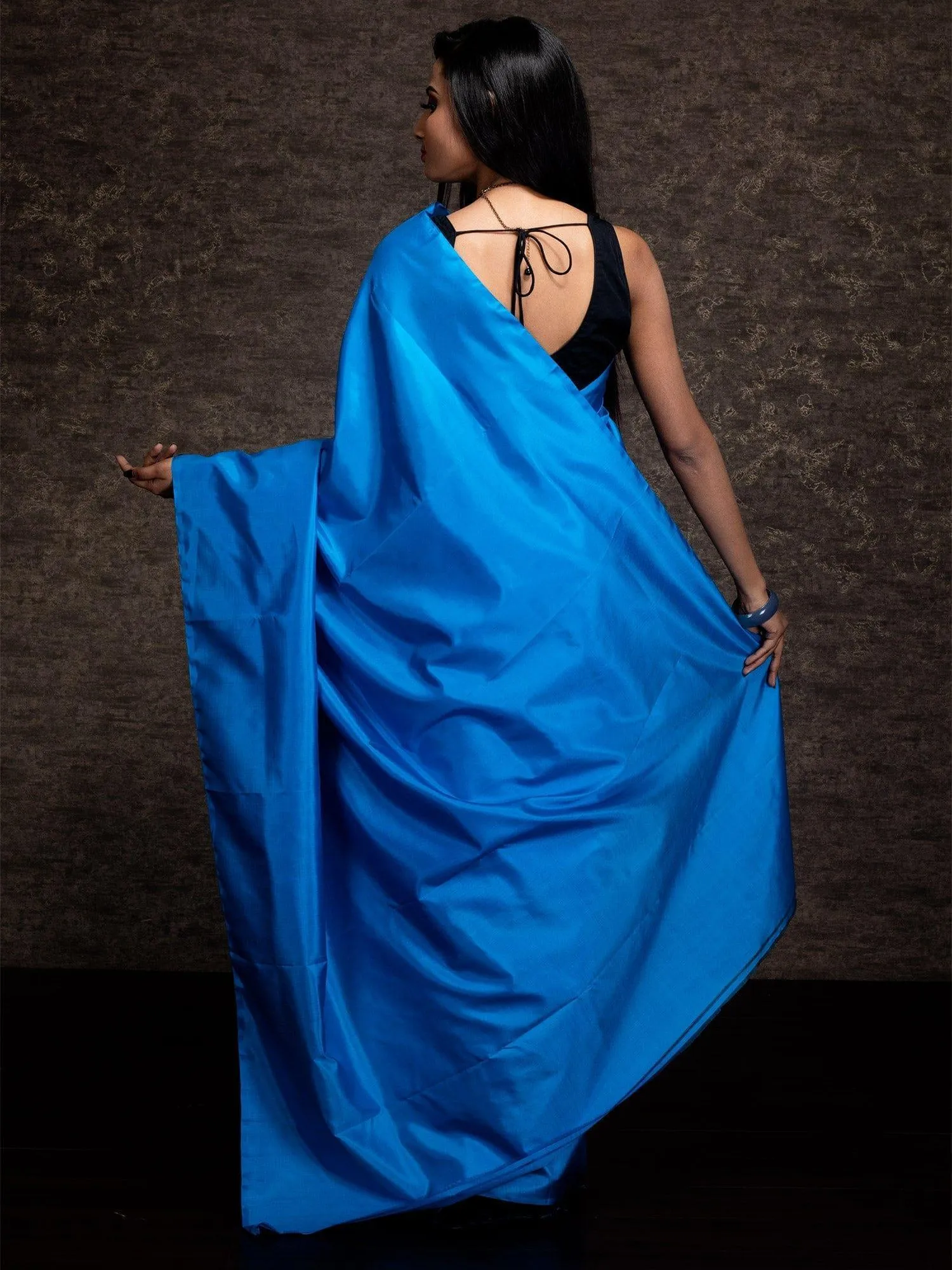 Wonderful Blue Plain Bishnupuri Katan Silk Saree