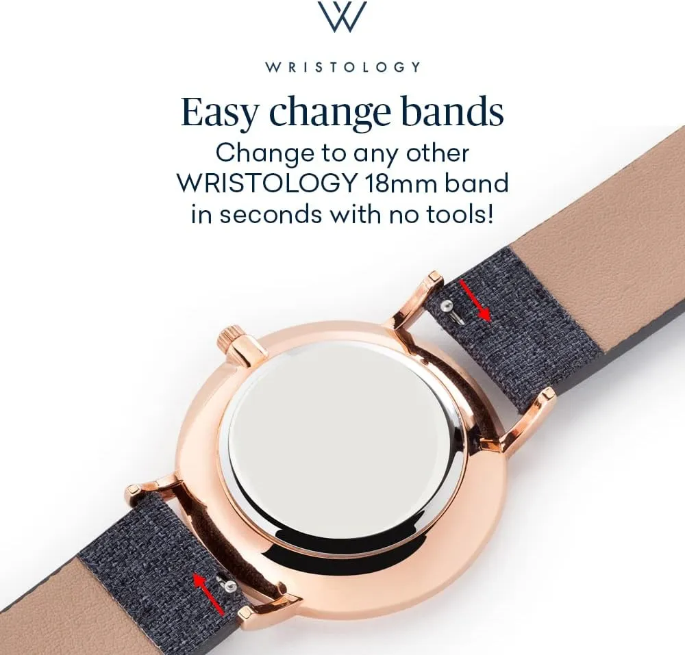 Wristology 29 Styles Maxi Numbers Watch Leather Band - Interchangeable Genuine Leather Strap - Large Easy to Read Nurse Watch with Second Hand for Women, Men, Nurses, Teachers, Olivia