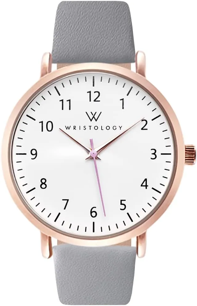 Wristology 29 Styles Maxi Numbers Watch Leather Band - Interchangeable Genuine Leather Strap - Large Easy to Read Nurse Watch with Second Hand for Women, Men, Nurses, Teachers, Olivia