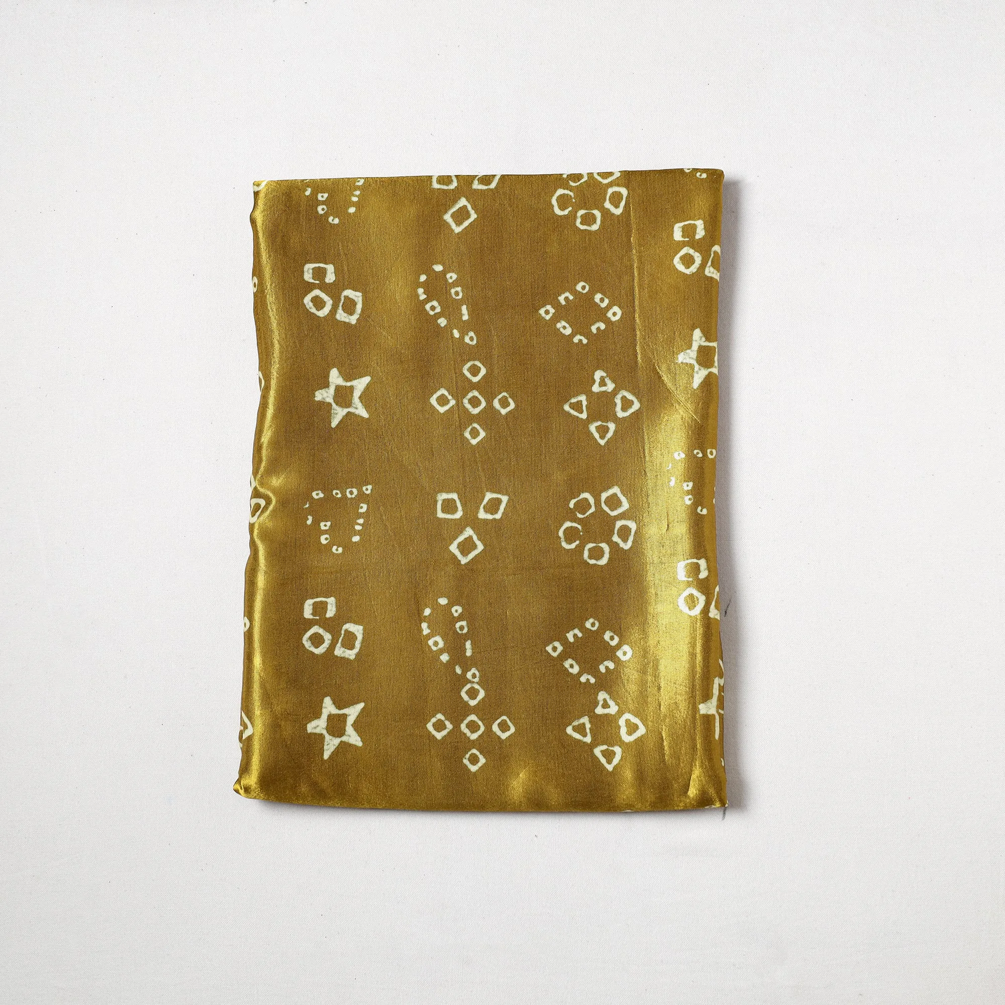 Yellow - Kutch Hand Block Printed Mashru Silk Precut Fabric (1.5 meter) 24