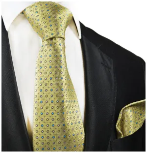 Yellow Polka Dots Silk Tie and Pocket Square
