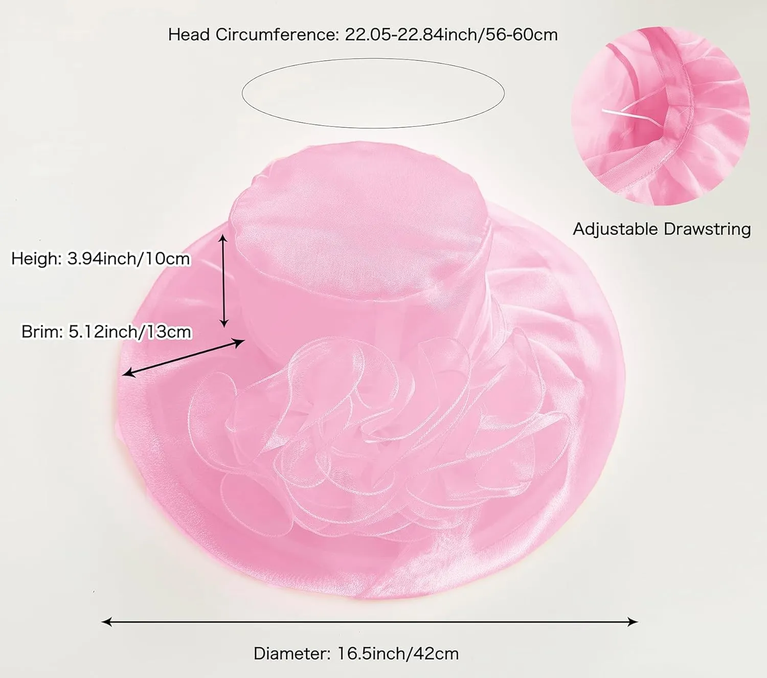 Z&X Women's Kentucky Derby Church Hat Organza Fascinator Wedding Tea Party Hat Wide Brim Sun Caps
