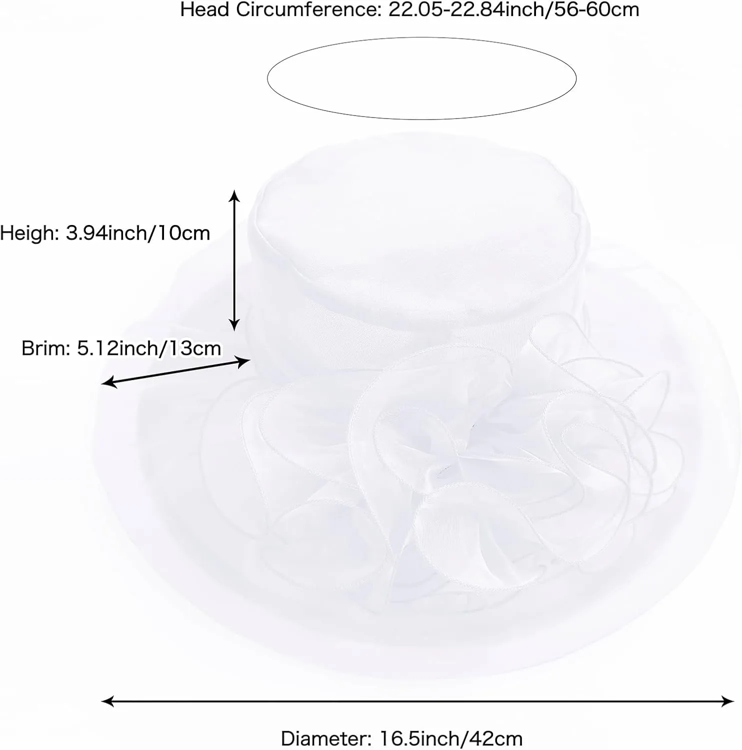 Z&X Women's Kentucky Derby Church Hat Organza Fascinator Wedding Tea Party Hat Wide Brim Sun Caps